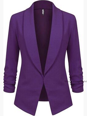 3/4 Sleeve Blazer Open Front Cardigan Jacket Work Office Blazer
